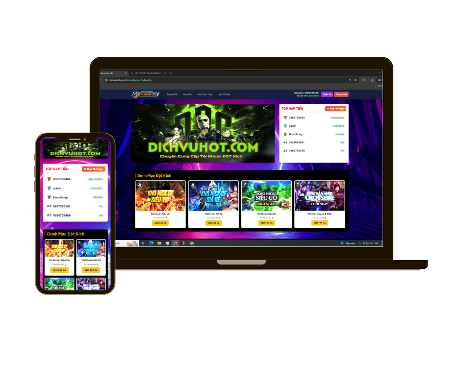 Mã nguồn Shop bán tài khoản full game
